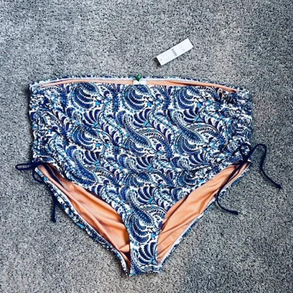 J. CREW Ruched paisley high-rise bikini bottom size 3X